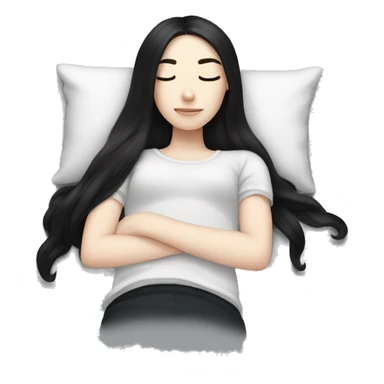 pale girl with long black hair sleeping  sticker