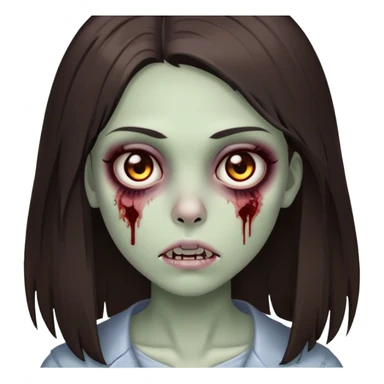 brunette zombie girl with medium straight hair with brown eyes sticker