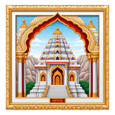 Cinematic Realistic Tirupati Balaji Temple Landmark Emoji, depicted with intricate carvings and spiritual aura rendered with lifelike detail and radiant, divine lighting. sticker