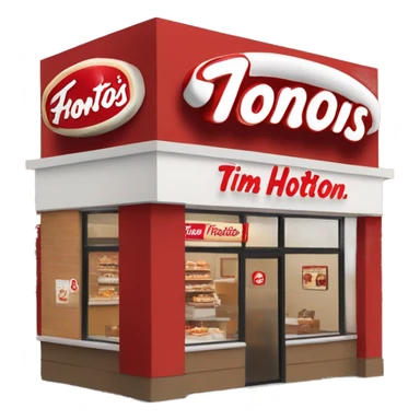“Tim Hortons store with a red and white color scheme, featuring the classic Tim Hortons logo, a warm and welcoming design that represents a popular coffee and donut shop.” sticker
