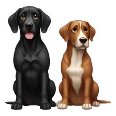 Big black dog and small Brown dog with big up ears sticker