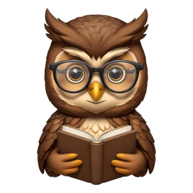 owl wearing glasses holding book sticker