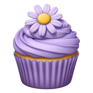 Vanilla cupcake with lavender daisy shaped frosting  sticker