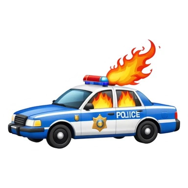 burning police car sticker