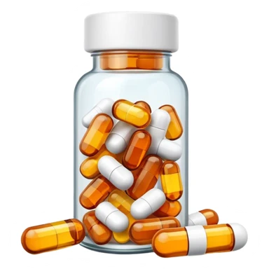 glass bottle with supplement pills sticker