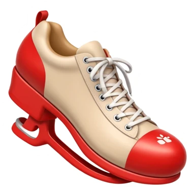 3D Apple-style emoji of a shoe with a foot inside, stepping and showing a clear shoe print below. and leg







 sticker