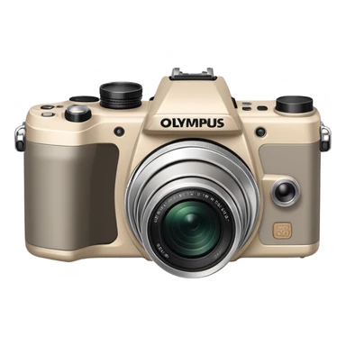 Extremely abstract Olympus Superzoom 70G camera, grayish-beige color, just the silhouette outline with no internal details sticker
