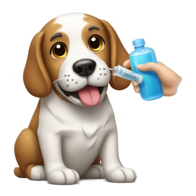 Dog receiving vaccine sticker