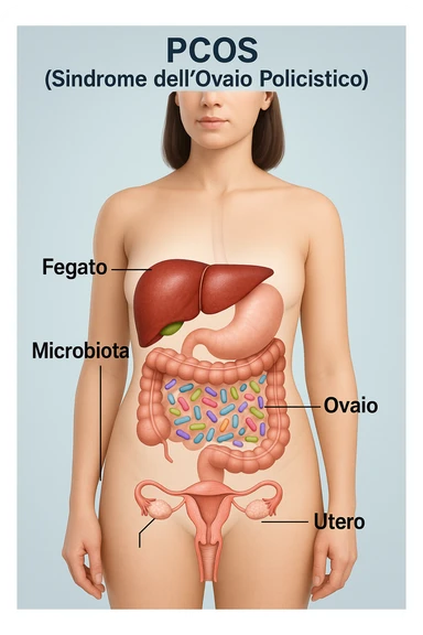 donna supportare fegato e microbiota in 3D immagine medica donna pcos in italiano  sticker