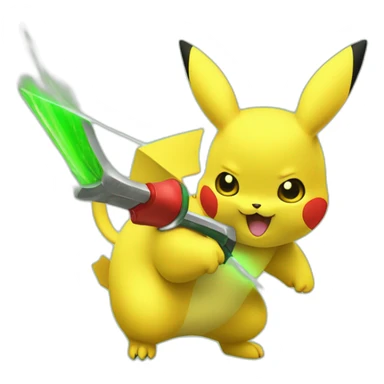 pikatchu avec un sabre lazer vert sticker
