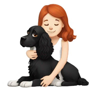 Black springer spaniel with redhead girl hug   sticker