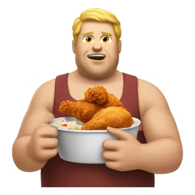 White fat dude eating fried chicken sticker