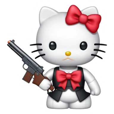 Hello kitty holdign a gun  sticker
