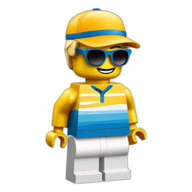 Lego head of tennis player in sport sunglasses and sport cap sticker