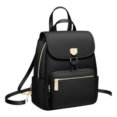 small black commuter backpack purse, women's, clean minimal aesthetic, plain sticker