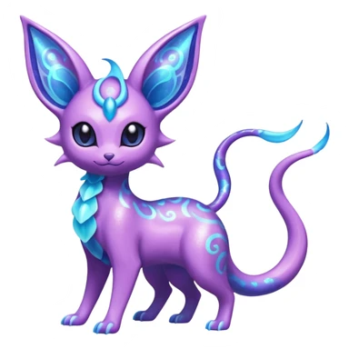 Shiny Sparkly Bioluminescent Glowing Espeon-Lumineon-Skitty-Amaura-Dragonair-Fakémon-hybrid-creature (full body)  sticker