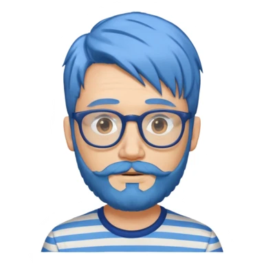 blue hair glasses man with beard and striped shirt sticker