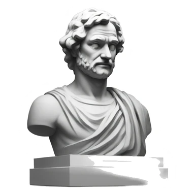 philosopher statue, portrait, minimal, logo, monochrome sticker