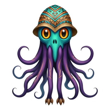 colorful lush edgy eldritch spooky tribal exotic patterned beautiful elegant pretty realistic Fakémon-Digimon-Fionbri-Trico-creature (full body) sticker