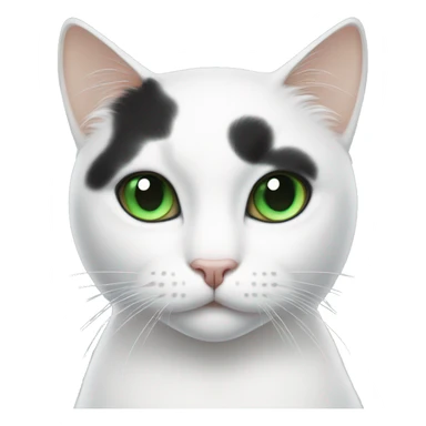 white cat with green eyes and Black spot on the head sticker