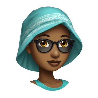 Pretty model Muslim Somali girl with sunglasses and sun hat and neck covered sticker