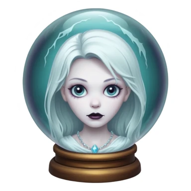 A Ghoulish Lady's head in a crystal ball sticker