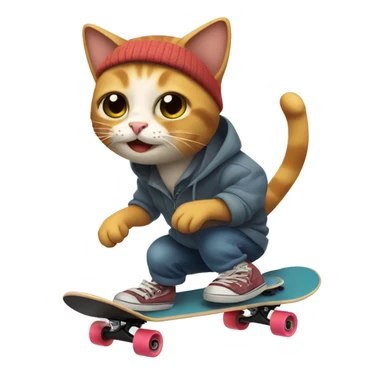 Skateboarding cat sticker