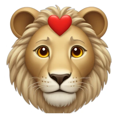 Lion face with giant red hearts in his eyes, he looks so much in love sticker