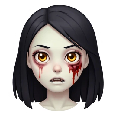 zombie girl with black hair and medium straight hair with brown eyes sticker