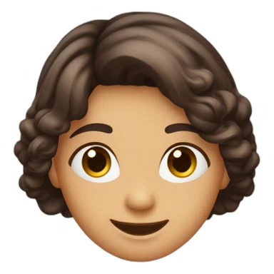 Nena pelo corto marron oscuro lacio ojos marron sonriente festejando sticker