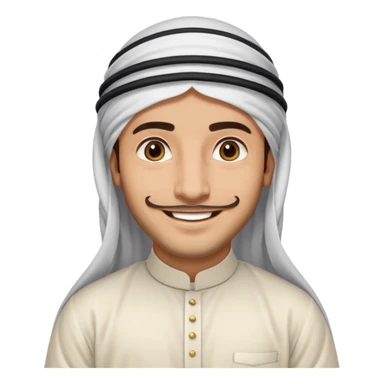 Emirati man smiling, traditional white kandura and ghutra, friendly expression sticker