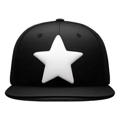 Plain black baseball cap with white star on black screen sticker
