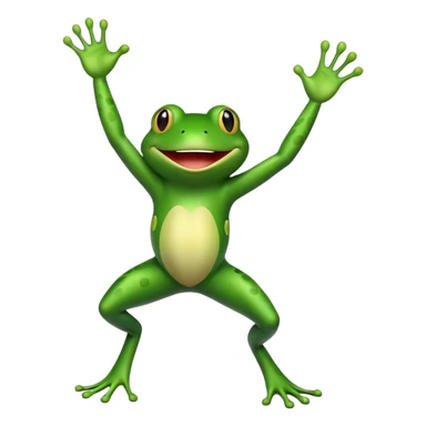 dancing frog with arms up and big grin sticker