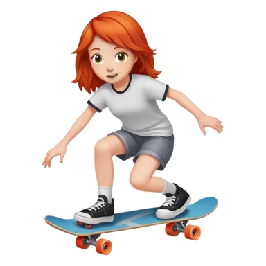Red headed girl skate boarding  sticker