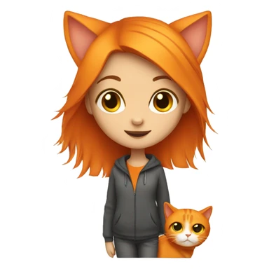 Girl with orange cat  sticker