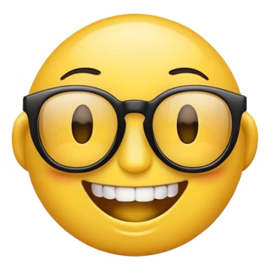 standard emoji with black glasses and gleaming teeth sticker