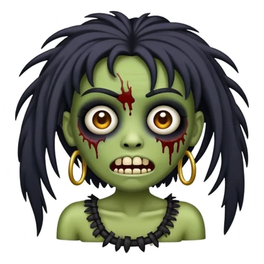 iPhone pro Max emoji menina zumbi cabelo preto longo com franja sticker