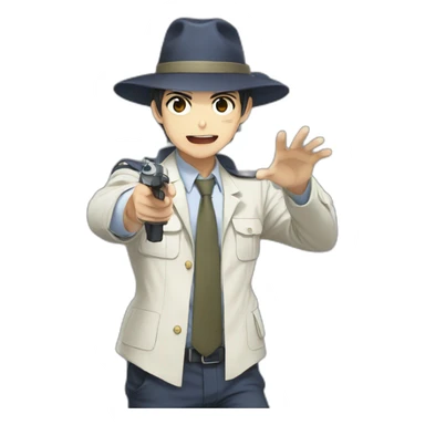 Detective lunge in anime monster sticker