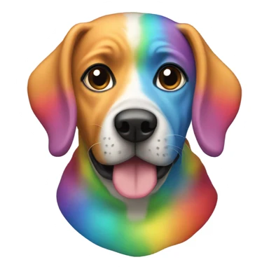 Dog wearing rainbow sweatshirt sticker