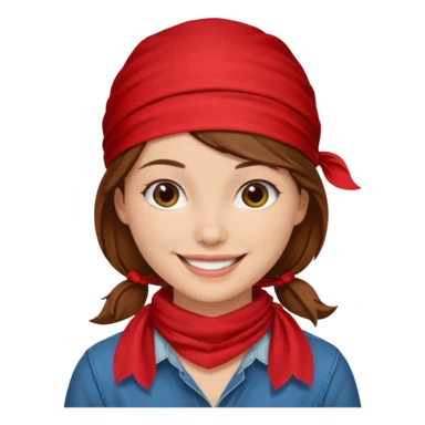 brown haired woman with wearing red bandana sticker