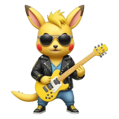 Rockstar pikatchu with electronic guitar sticker