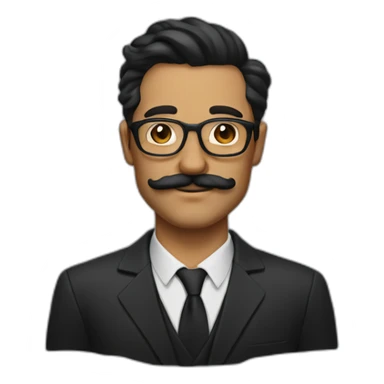 Man with dali mustache and beard with glasses and tan skin sticker