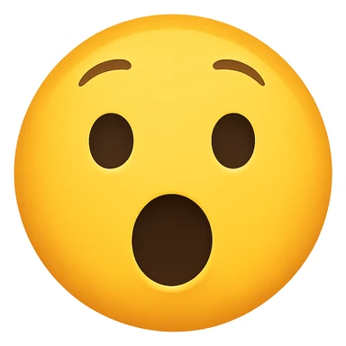 yellow face with surprised expression emoji, digital illustration sticker