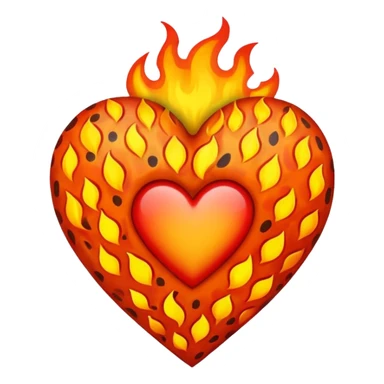 Heart with cheeta print and fire sticker