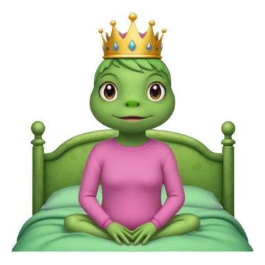 Princesse frog in her bedroom with pink sweater without hair sticker