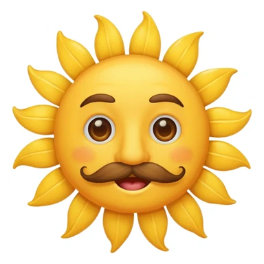 sun with mustache with no smile no brows sticker