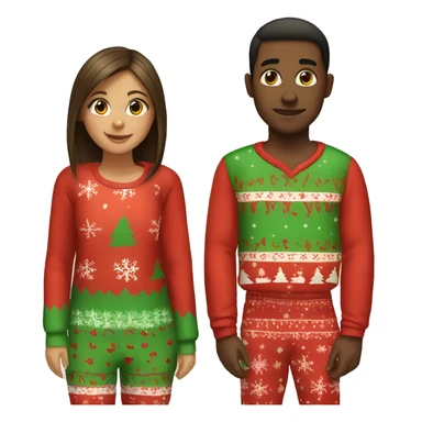 Girl and boy as a couple in Christmas pajamas  sticker