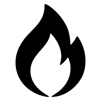 abstract flame shape, geometric style, solid black fill sticker