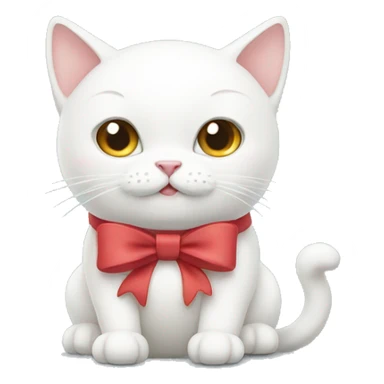 white cat with a bow  sticker