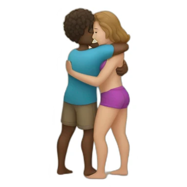 at the beach young metis Man and white woman hug love sticker